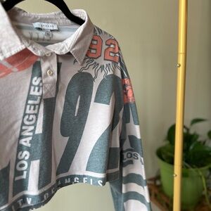 Topshop Los Angeles Long Sleeve Crop Top, Size Small